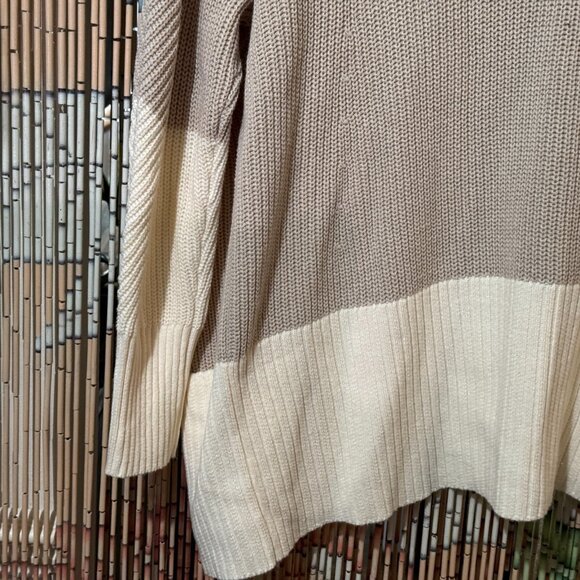 Isaac Mizrahi Shawl Collar Cardigan Sweater, Block Pattern, Cream/Beige, Large - Picture 11 of 16